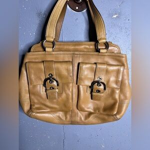 Coach Vintage Soho Leather Double Pocket Tote in camel
